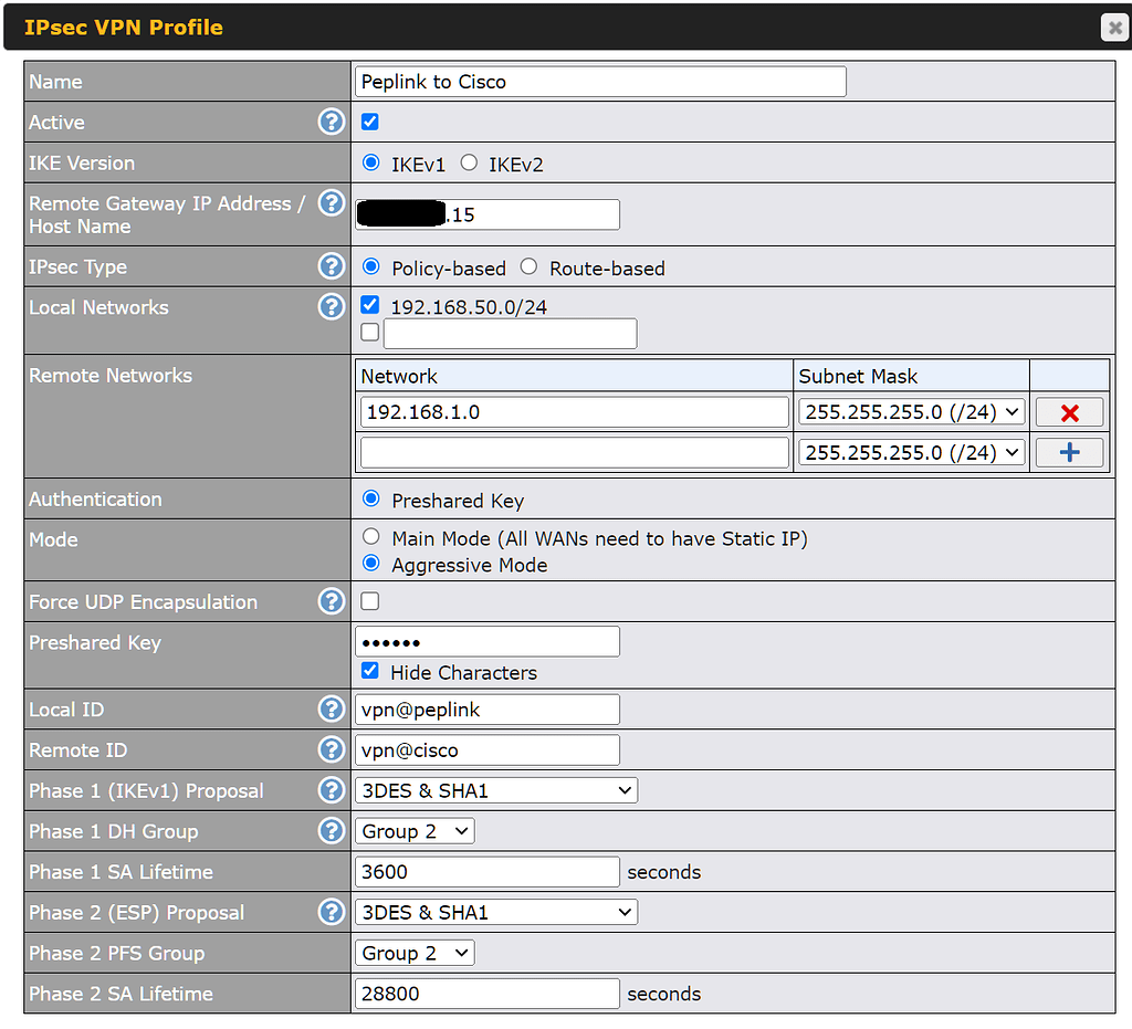 Peplink IPSec VPN setup problem - Product Discussion - Peplink Community
