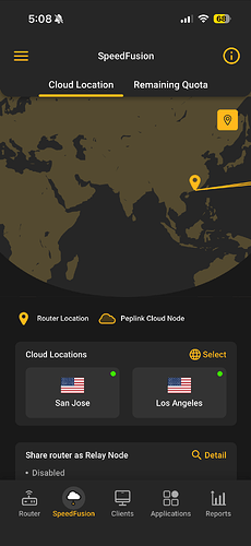 Connection status of Cloud Location