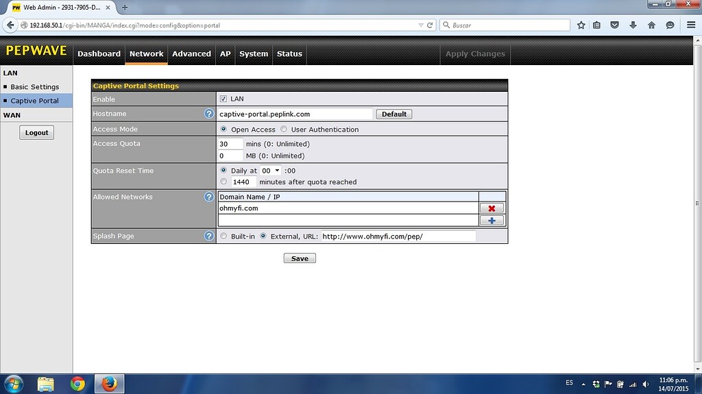 Captive portal with PepWave Max BR1 LTE ET - Pepwave MAX - Peplink
