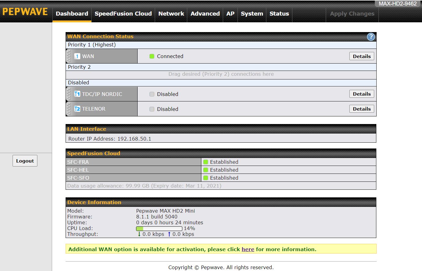 WAN on LAN 1 on MAX HD2 mini LTE - Pepwave MAX - Peplink Community